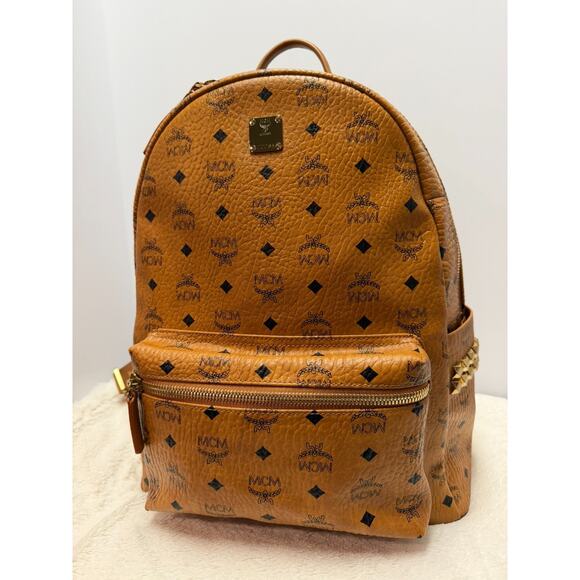 MCM Large Stark Studded Backpack Visetos Canvas | Cognac | Large | Authentic COA main image 10